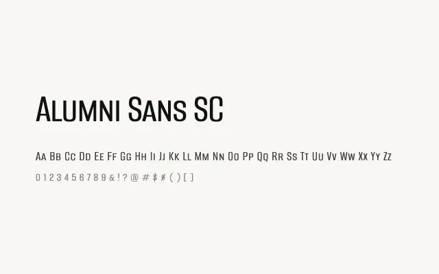 Alumni Sans SC specimen from Google Fonts