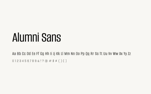 Alumni Sans specimen from Google Fonts