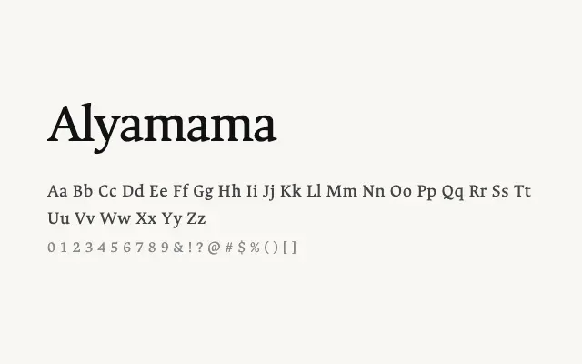 Alyamama specimen from Google Fonts