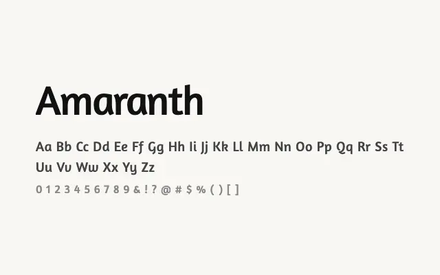Amaranth specimen from Google Fonts