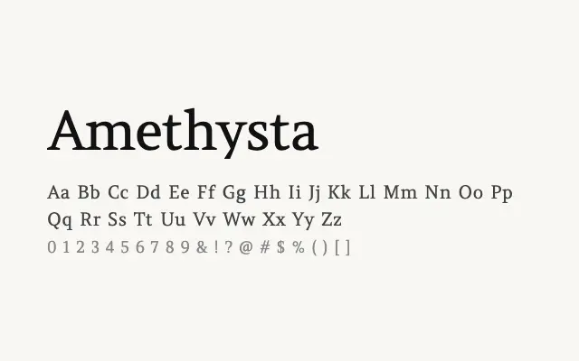 Amethysta specimen from Google Fonts