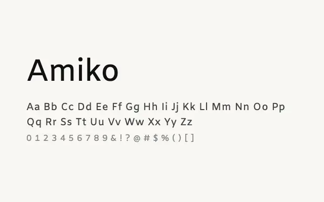 Amiko specimen from Google Fonts