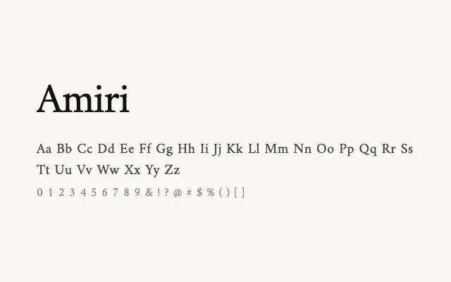Amiri specimen from Google Fonts
