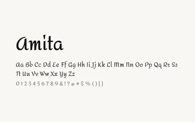 Amita specimen from Google Fonts