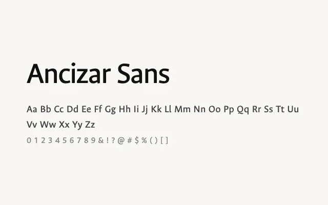 Ancizar Sans specimen from Google Fonts