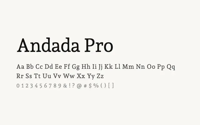 Andada Pro specimen from Google Fonts