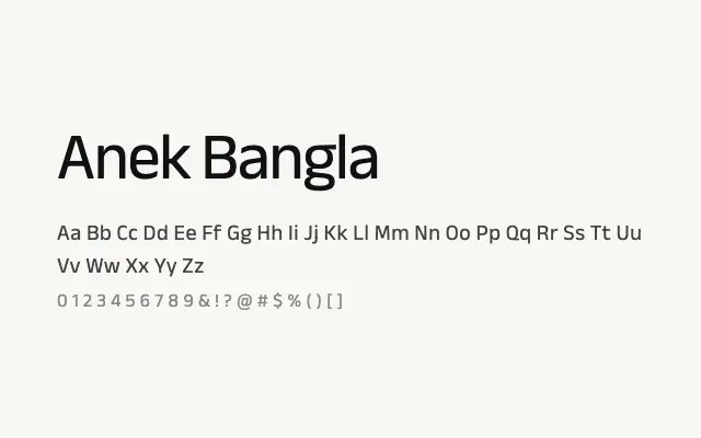 Anek Bangla specimen from Google Fonts