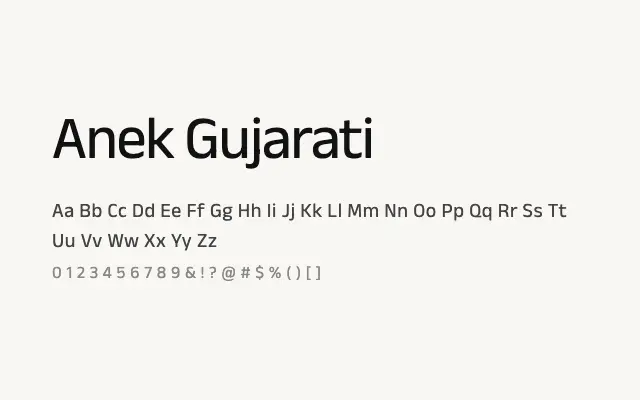 Anek Gujarati specimen from Google Fonts