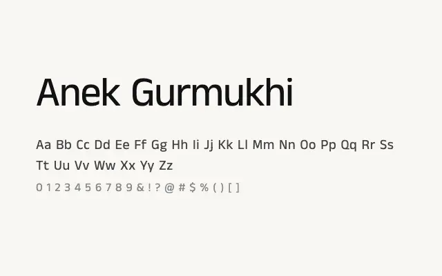 Anek Gurmukhi specimen from Google Fonts