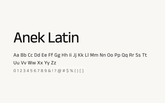 Anek Latin specimen from Google Fonts