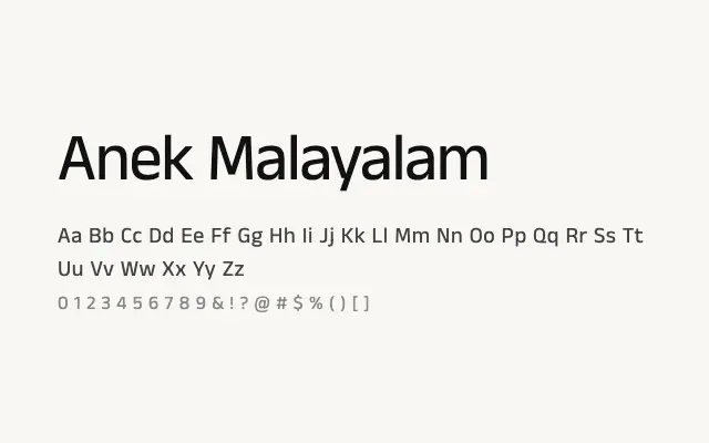 Anek Malayalam specimen from Google Fonts
