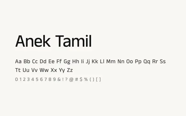 Anek Tamil specimen from Google Fonts