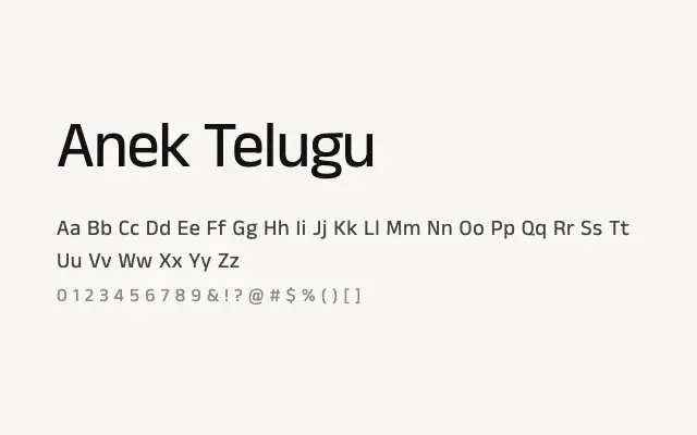 Anek Telugu specimen from Google Fonts