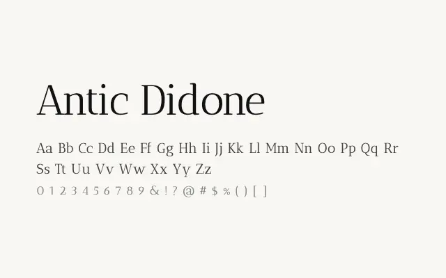 Antic Didone specimen from Google Fonts