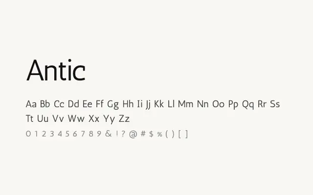 Antic specimen from Google Fonts