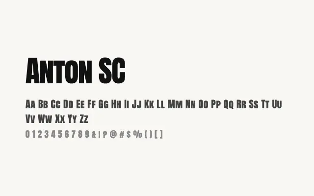 Anton SC specimen from Google Fonts