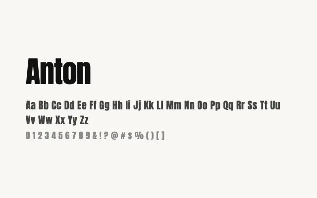 Anton specimen from Google Fonts