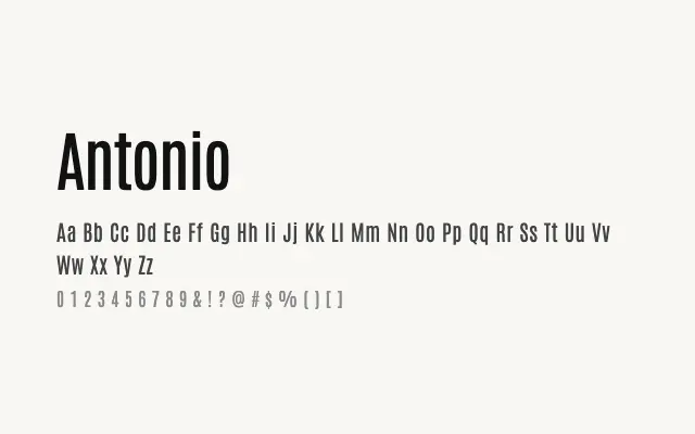 Antonio specimen from Google Fonts