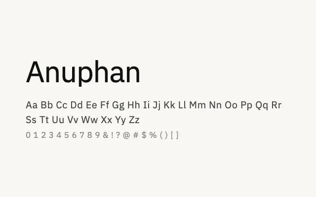 Anuphan specimen from Google Fonts
