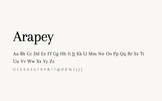 Arapey specimen from Google Fonts