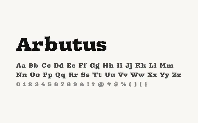 Arbutus specimen from Google Fonts