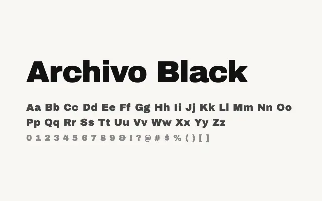 Archivo Black specimen from Google Fonts