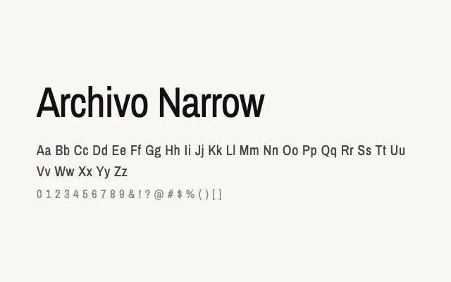 Archivo Narrow specimen from Google Fonts