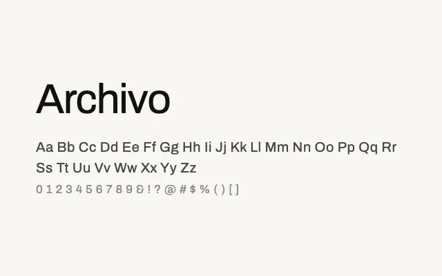 Archivo specimen from Google Fonts
