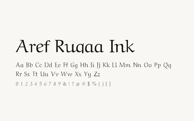 Aref Ruqaa Ink specimen from Google Fonts