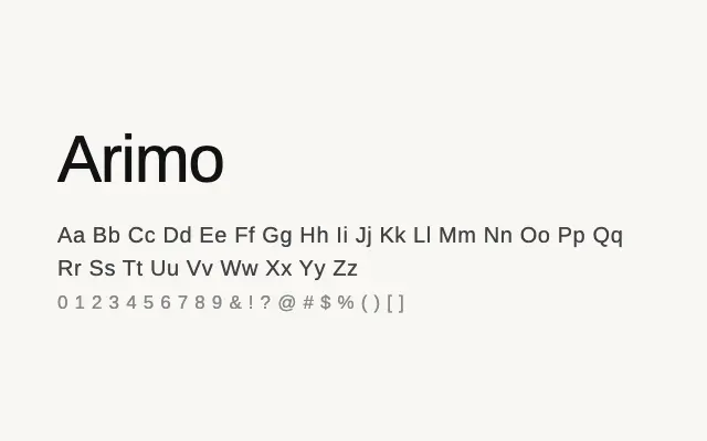 Arimo specimen from Google Fonts