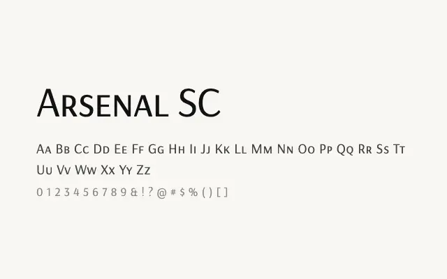 Arsenal SC specimen from Google Fonts
