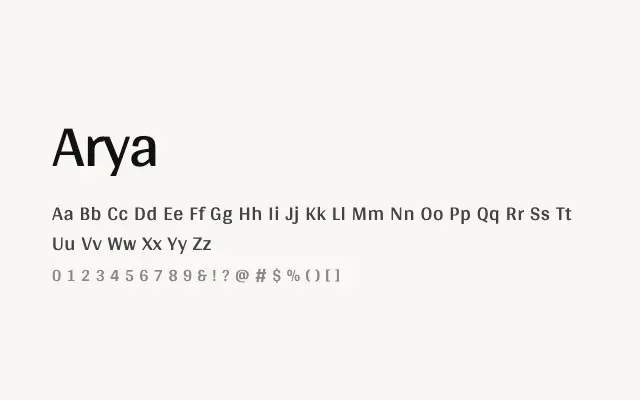 Arya specimen from Google Fonts
