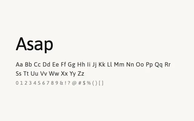 Asap specimen from Google Fonts
