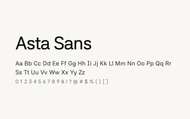 Asta Sans specimen from Google Fonts