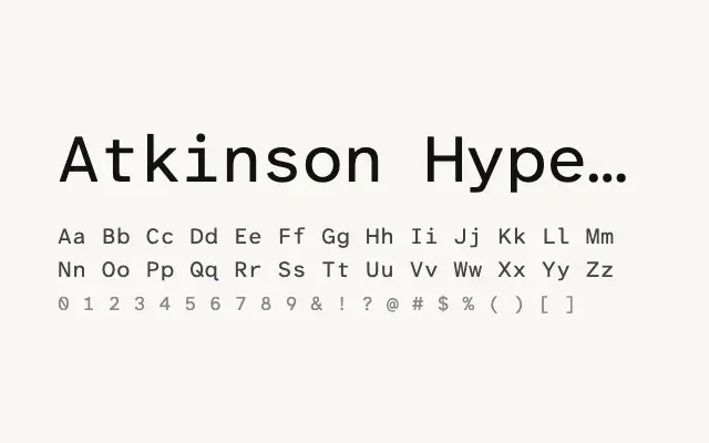 Atkinson Hyperlegible Mono specimen from Google Fonts
