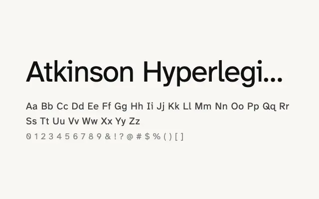 Atkinson Hyperlegible Next specimen from Google Fonts