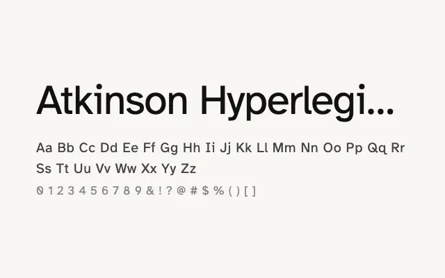 Atkinson Hyperlegible specimen from Google Fonts