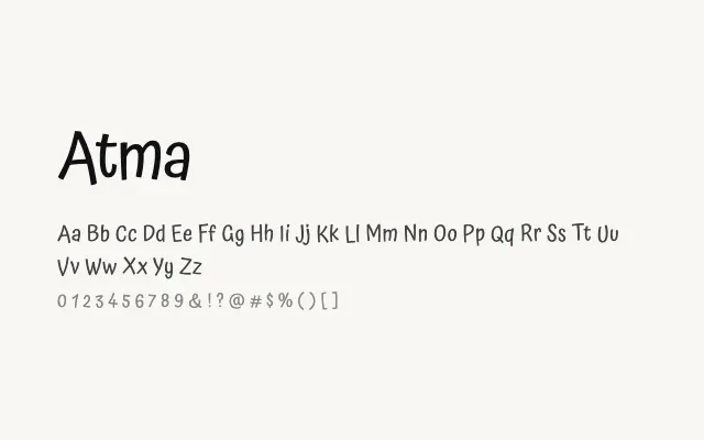 Atma specimen from Google Fonts