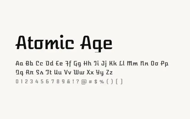 Atomic Age specimen from Google Fonts