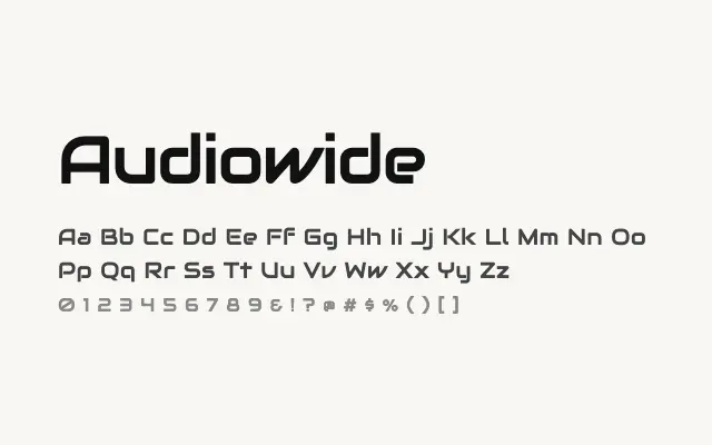 Audiowide specimen from Google Fonts
