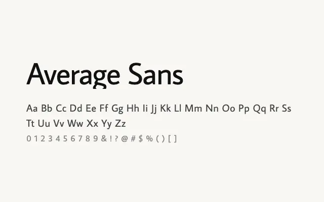 Average Sans specimen from Google Fonts