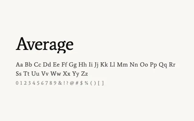 Average specimen from Google Fonts