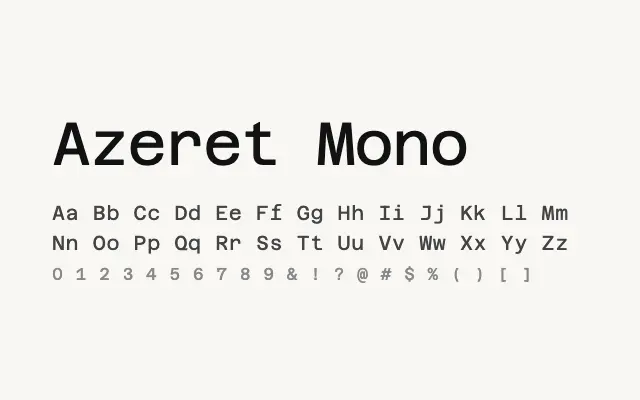 Azeret Mono specimen from Google Fonts
