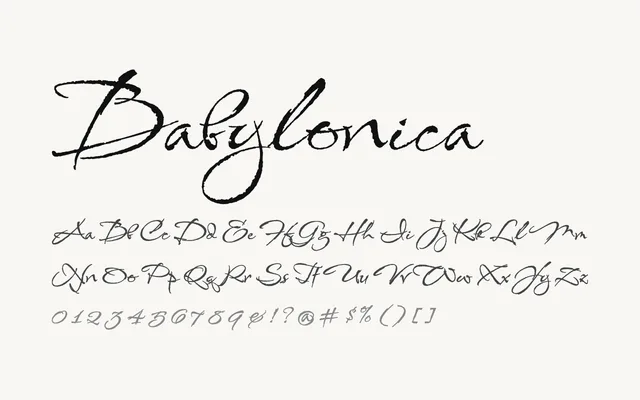 Babylonica specimen from Google Fonts