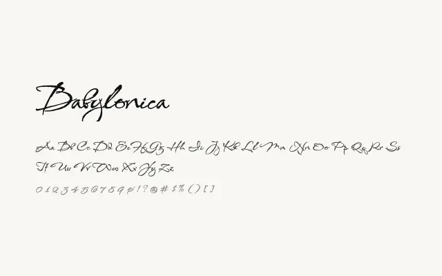 Babylonica specimen from Google Fonts