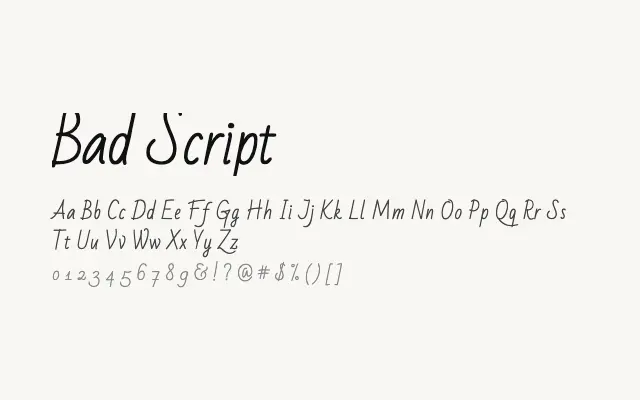 Bad Script specimen from Google Fonts