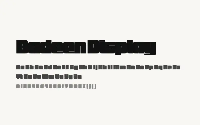 Badeen Display specimen from Google Fonts