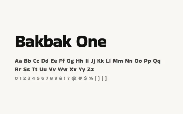 Bakbak One specimen from Google Fonts