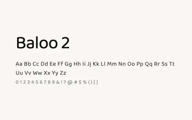 Baloo 2 specimen from Google Fonts