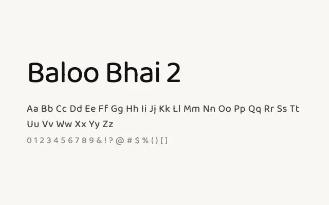 Baloo Bhai 2 specimen from Google Fonts
